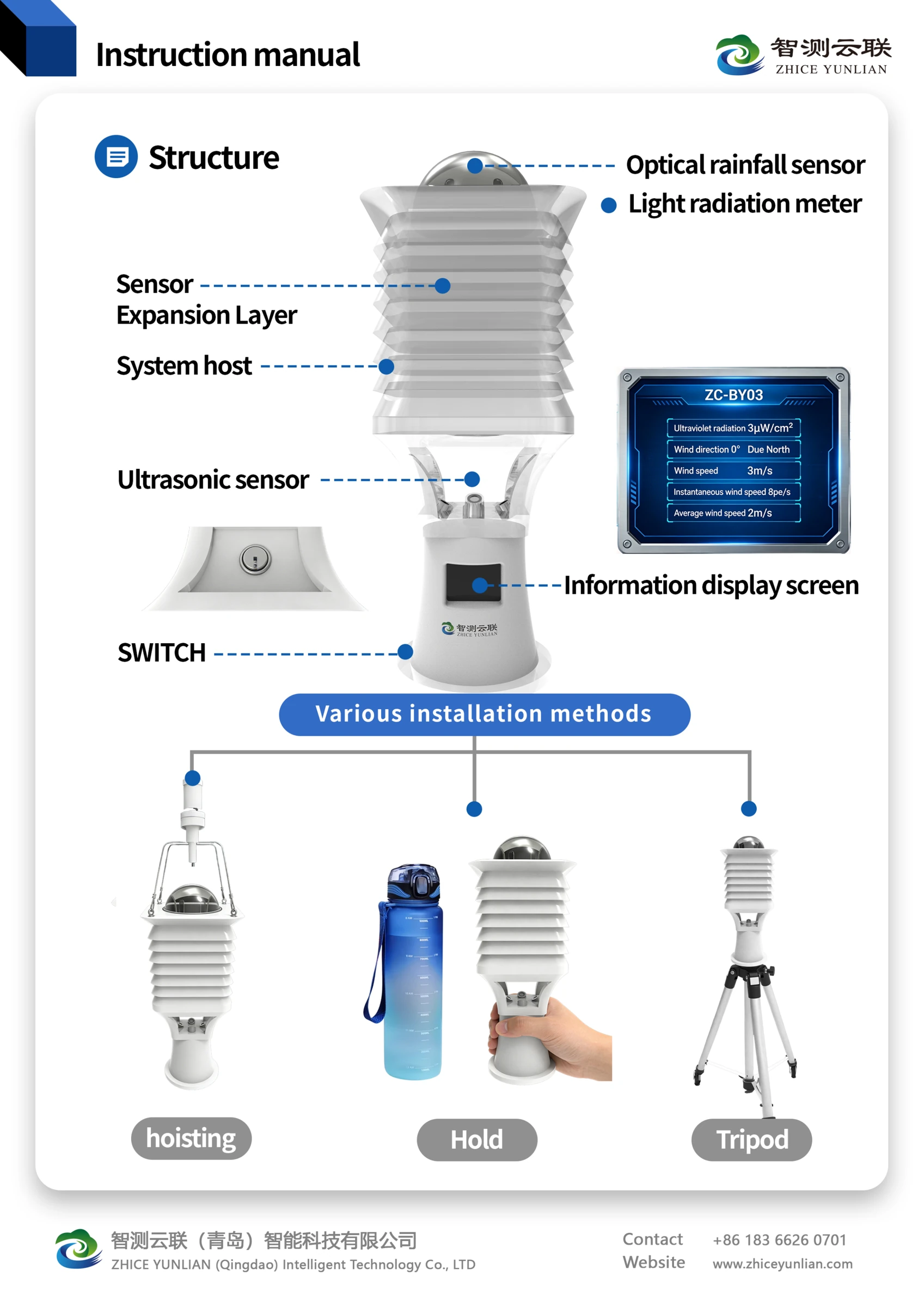 Complete illustrated structure and installation page from the English guide.