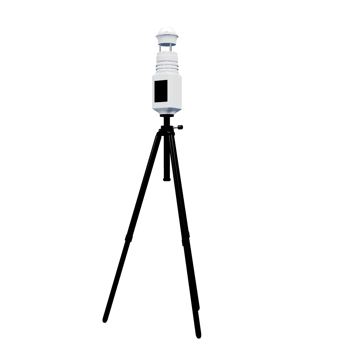 Company-supplied portable weather station model with sensor and tripod.